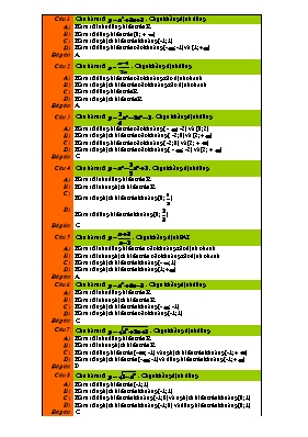 10 câu hỏi trắc nghiệm về Đơn điệu hàm số